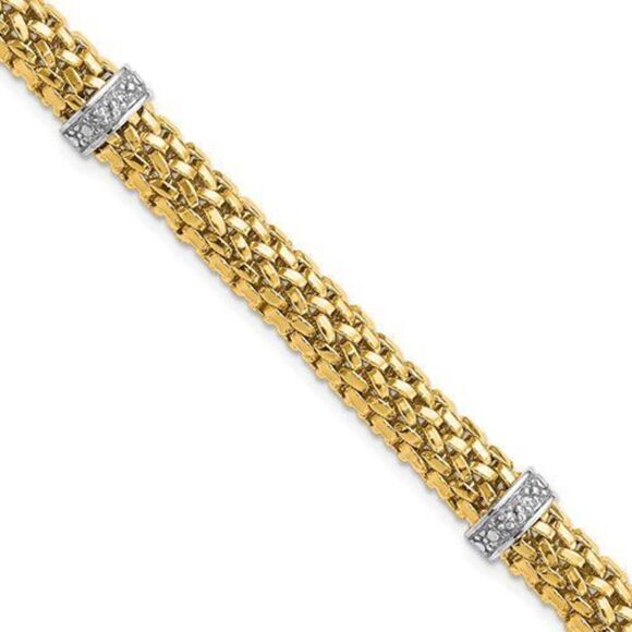 Leslies 14k Mesh Bracelet with Diamonds - Picture 2 of 4